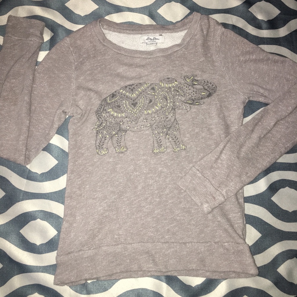 10/$20 LUCKY BLISS Elephant Sweatshirt Size XS
